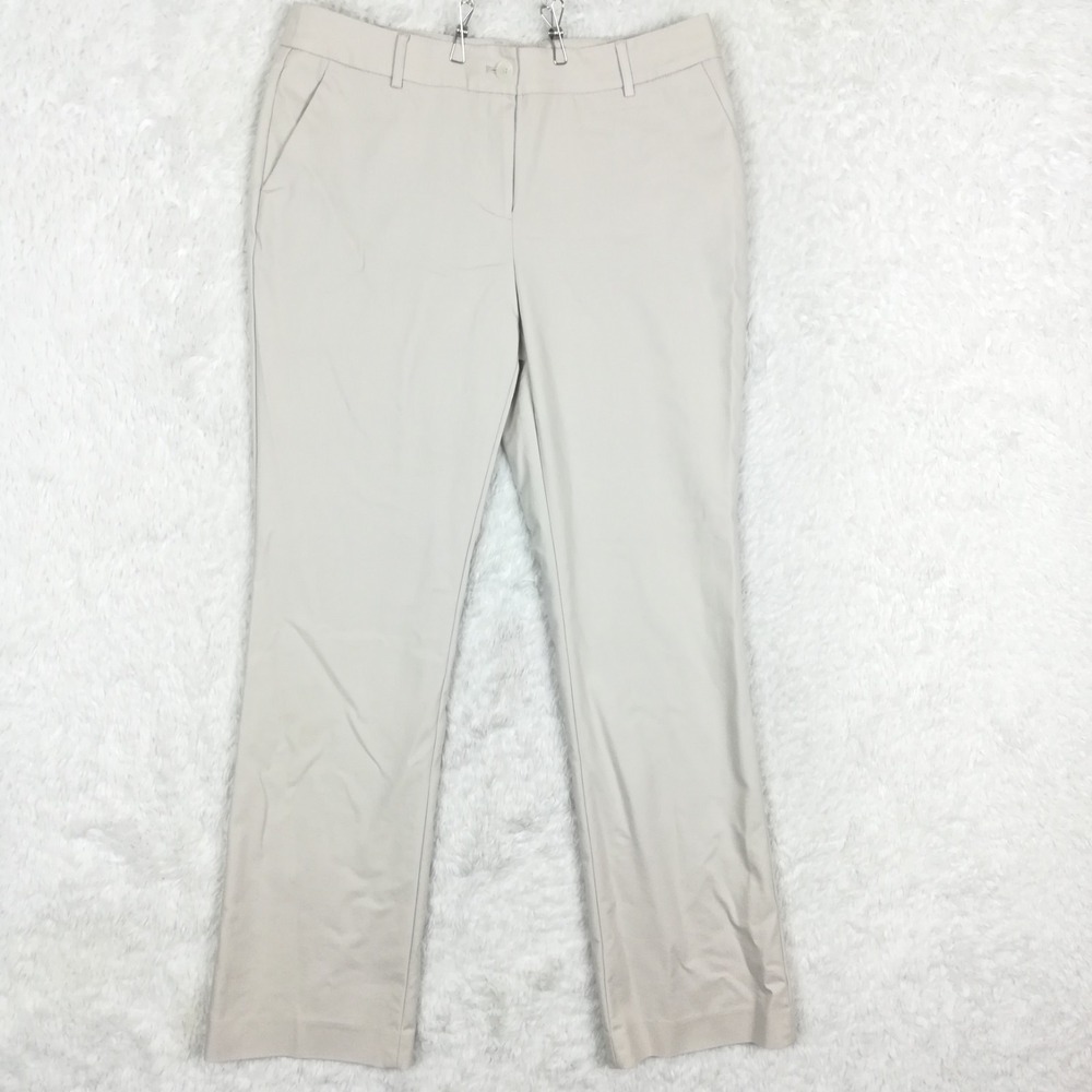 Jones New York Womens Pants Straight Leg Stretch Light Gray Stone Mid Rise 10‎